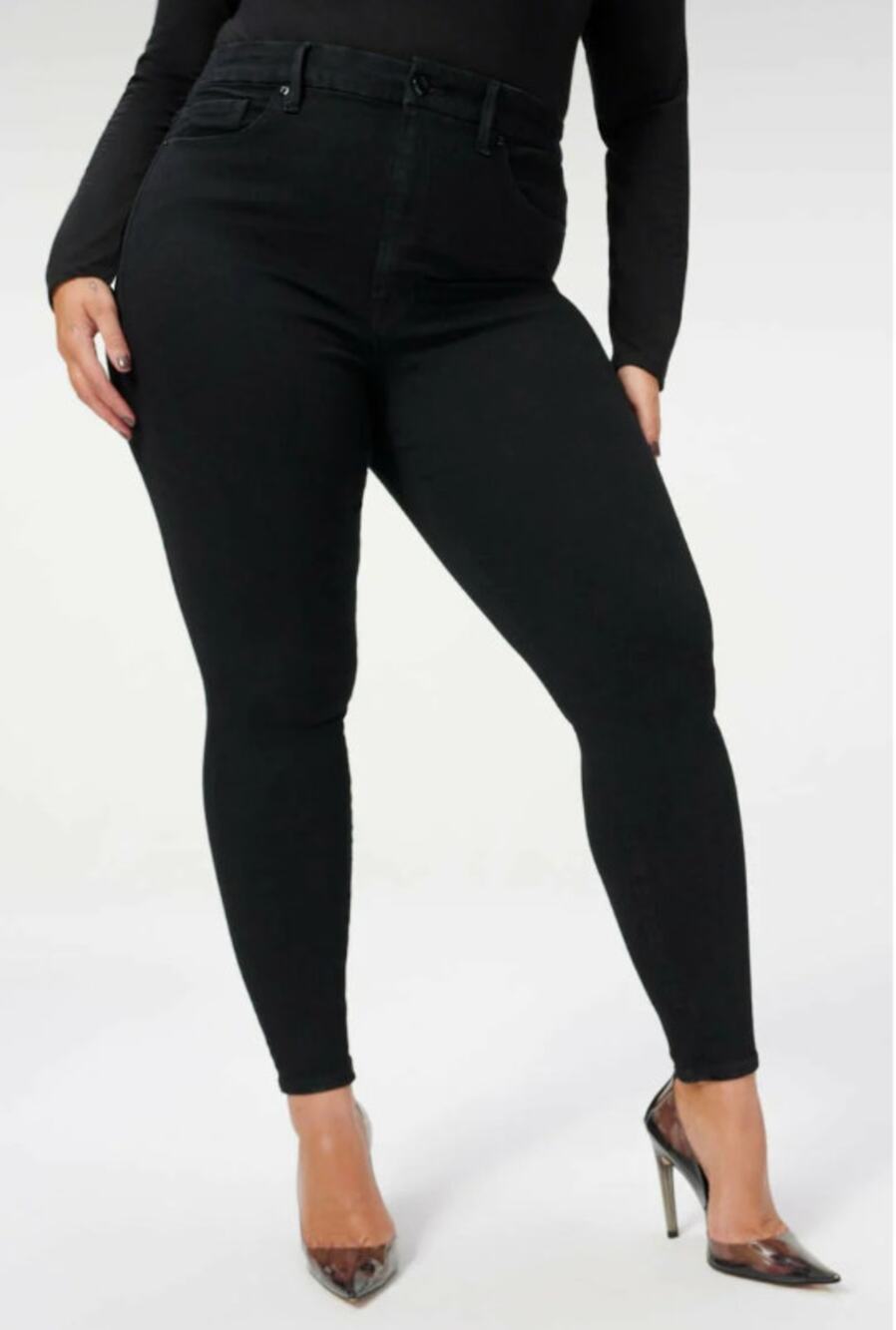 GOOD AMERICAN Always Fits Good Legs Skinny Jeans 28-32 PLUS Black Stretch NWT